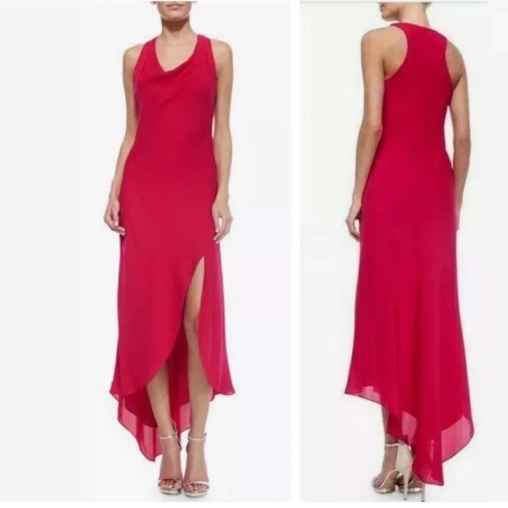 Haute Hippie  Red Cowlneck Silk Maxi Dress size S